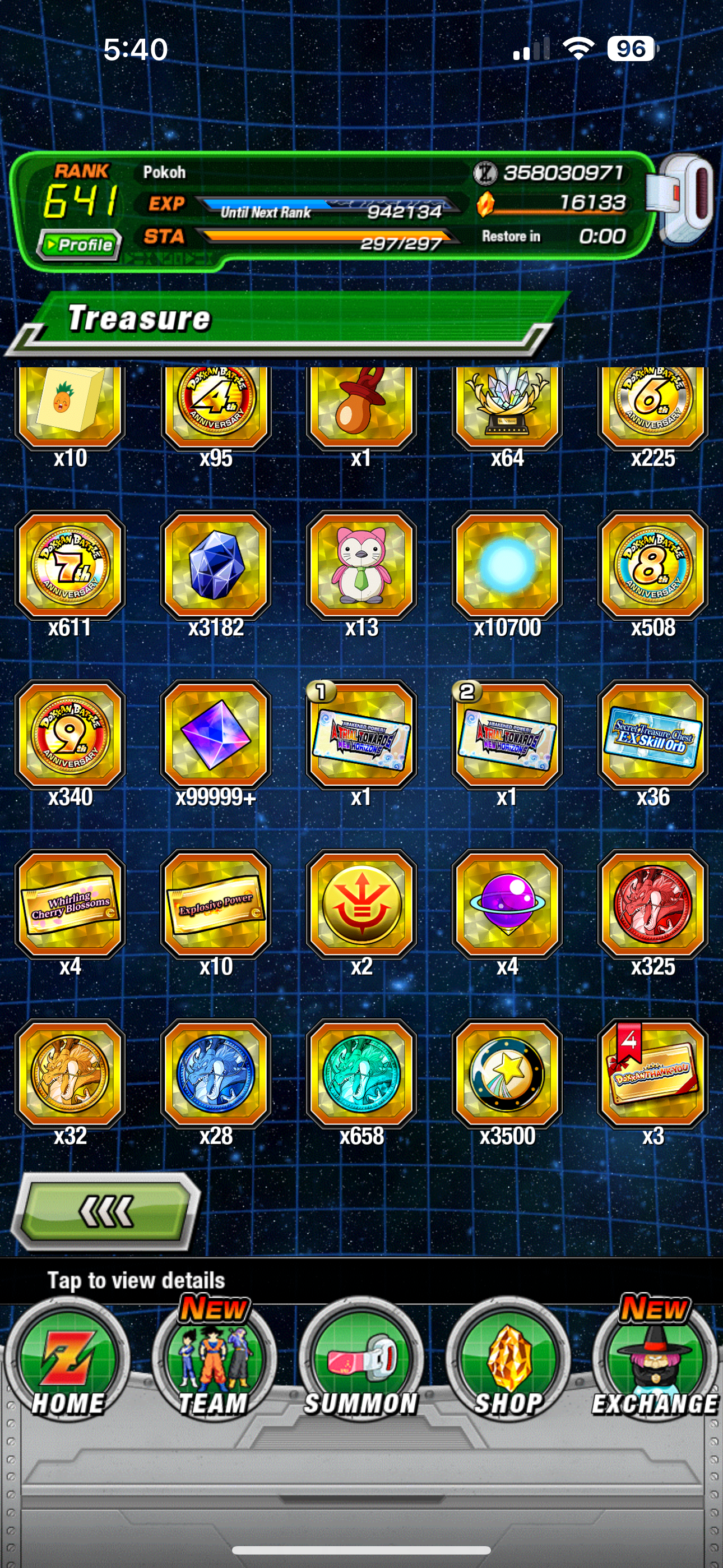 ⭐ Dokkan Battle - 17,000DS - GLOBAL IOS - 95 LR + 58 DFE + 500 COINS