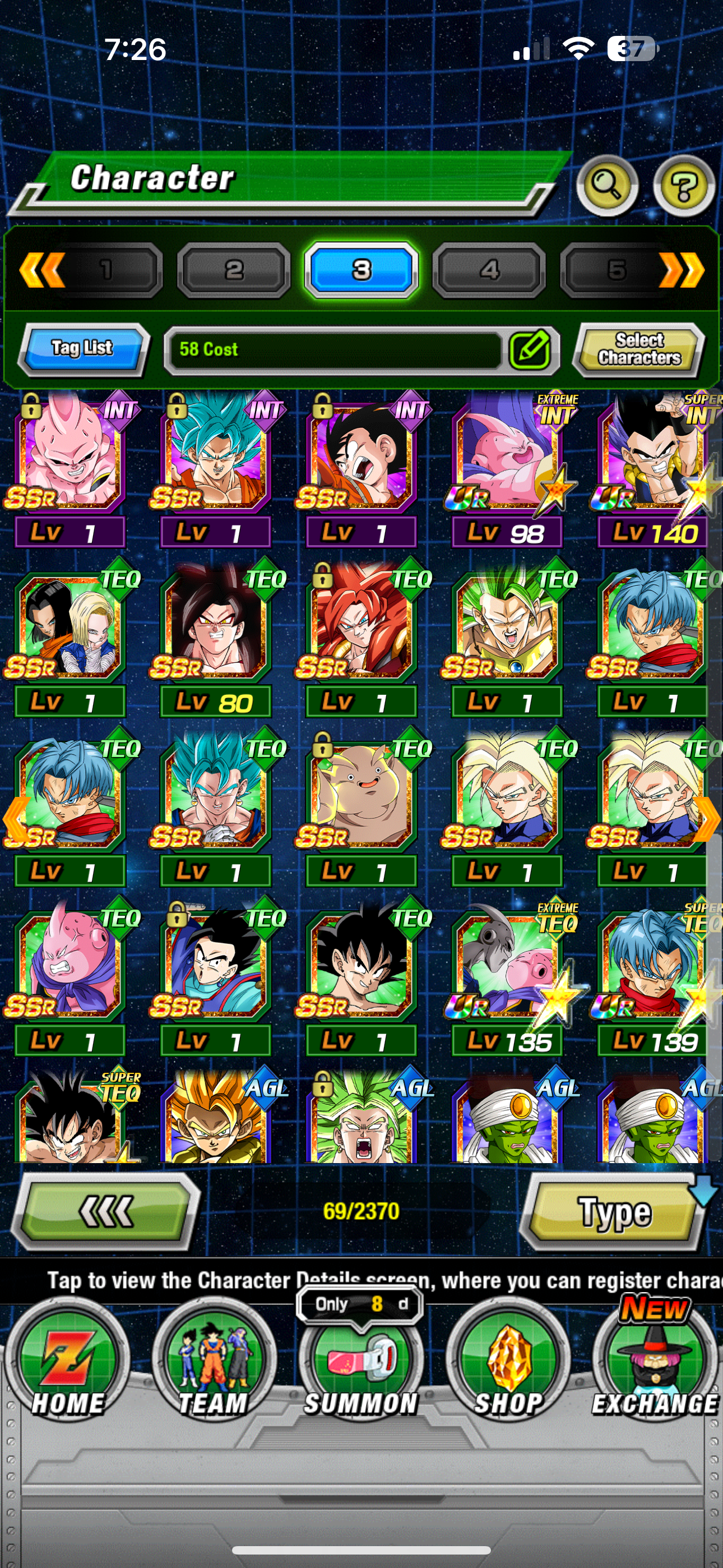 ⭐ Dokkan - 17,250 DS - GLOBAL IOS - 100 LR + 95 DFE + All 9 Anni + WWDC + CELL