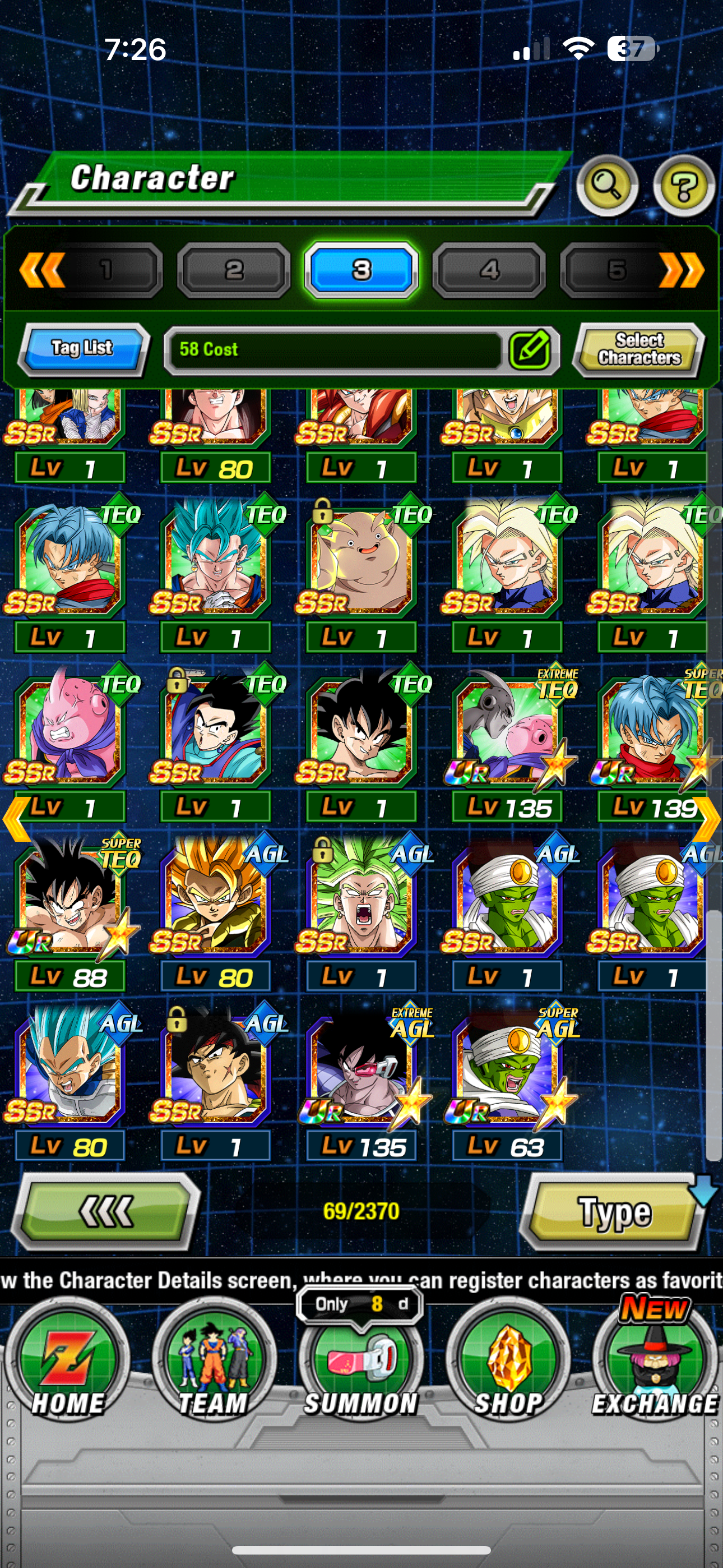 ⭐ Dokkan - 17,250 DS - GLOBAL IOS - 100 LR + 95 DFE + All 9 Anni + WWDC + CELL